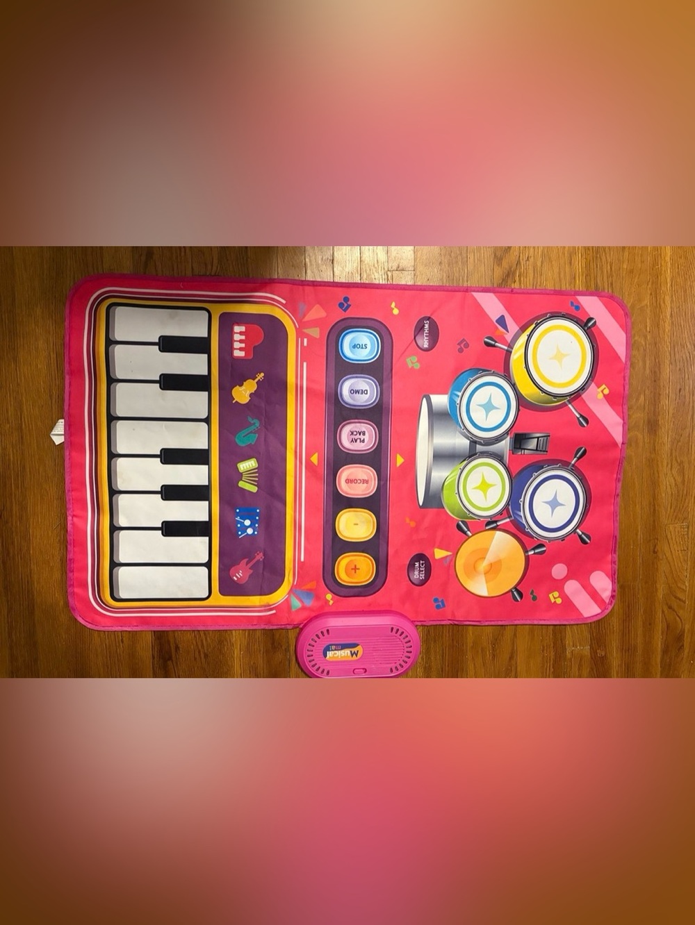 Kids Musical Play Mat - Pink Interactive toy with Piano & Drums battery operated